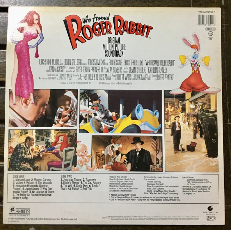 1988 Who Framed Roger Rabbit original Motion Picture - Etsy