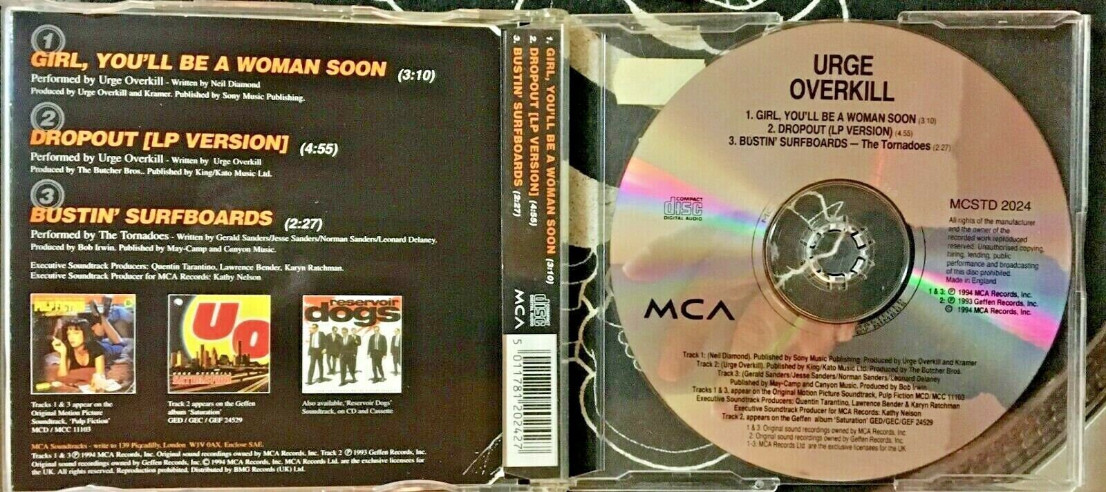 CD - Urge Overkill - Girl, You'll Be A Woman Soon CD, Single