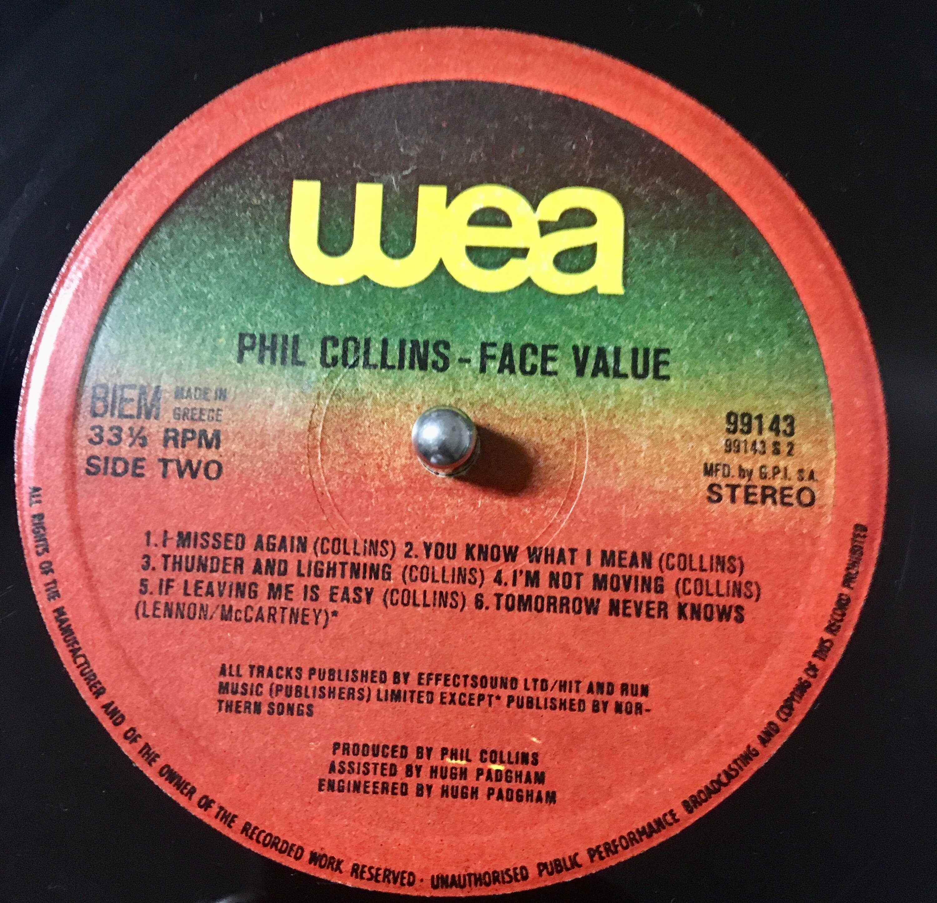 1981 Phil Collins – Face Value , Vinyl, LP, Album, Stereo