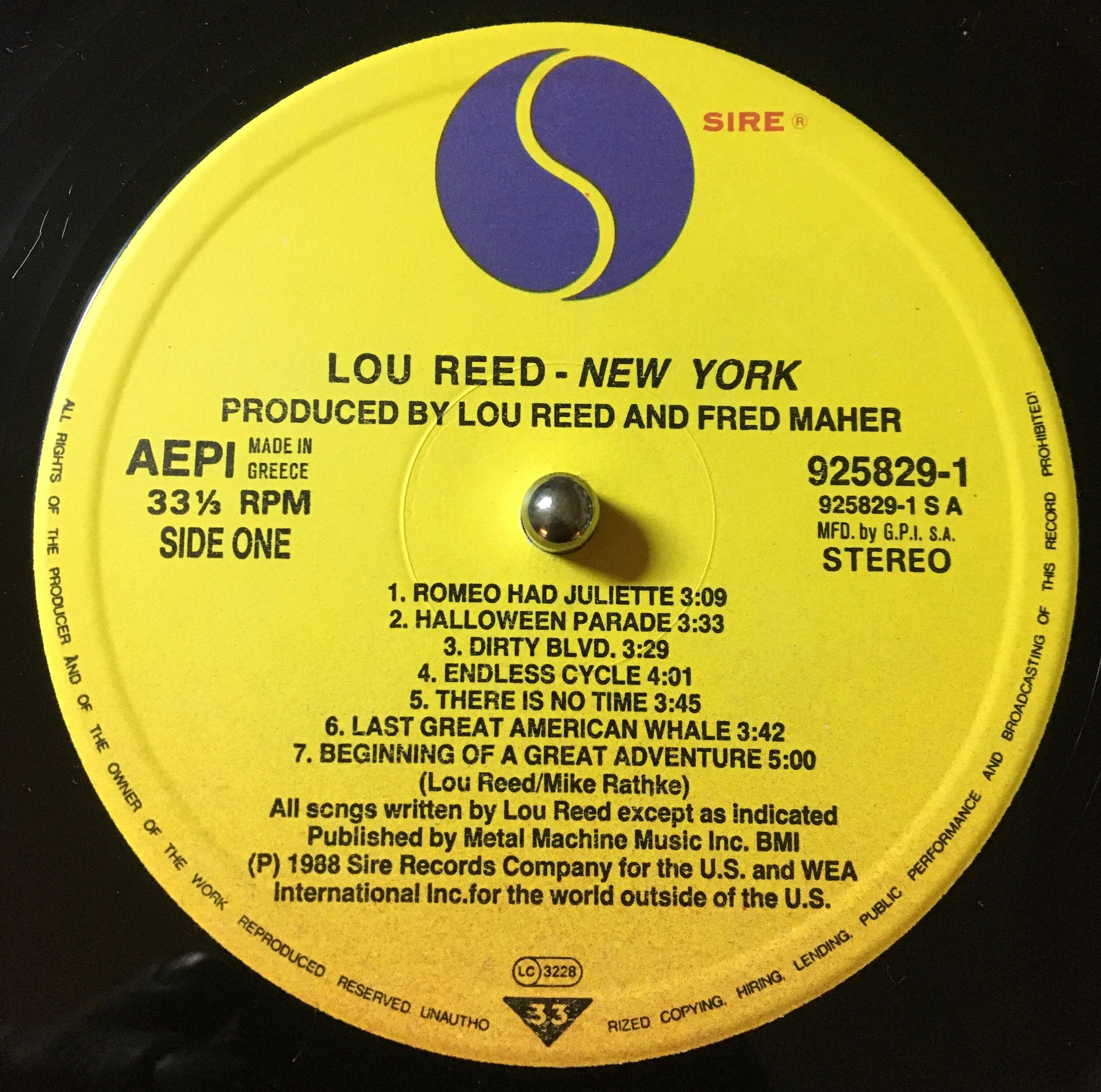 1989 Lou Reed – New York , Vinyl, LP, Album, Stereo - Etsy