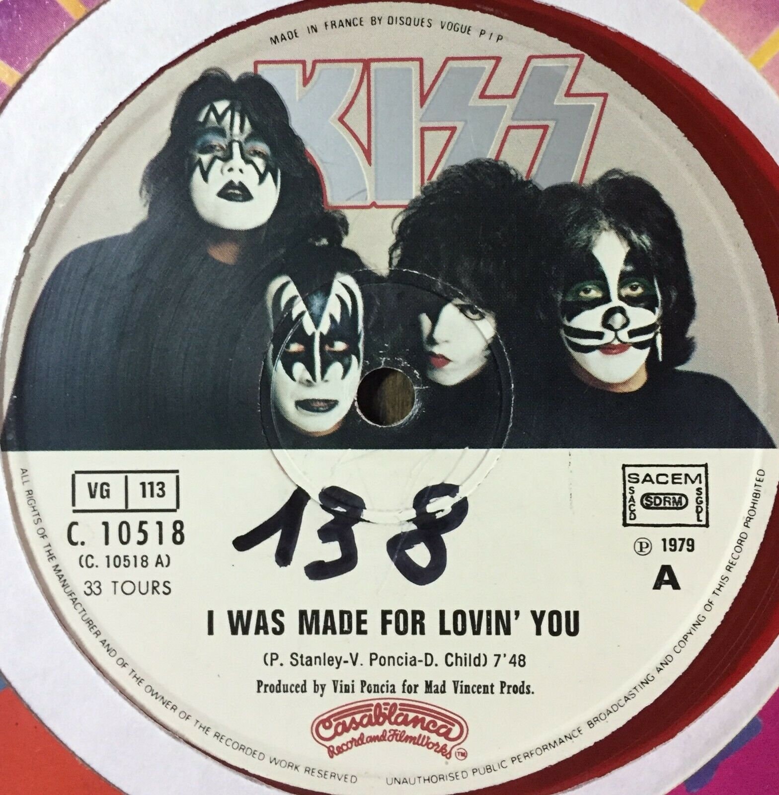 1979 Kiss - I Was Made for Lovin' You - Red Clear Vinyl, 12