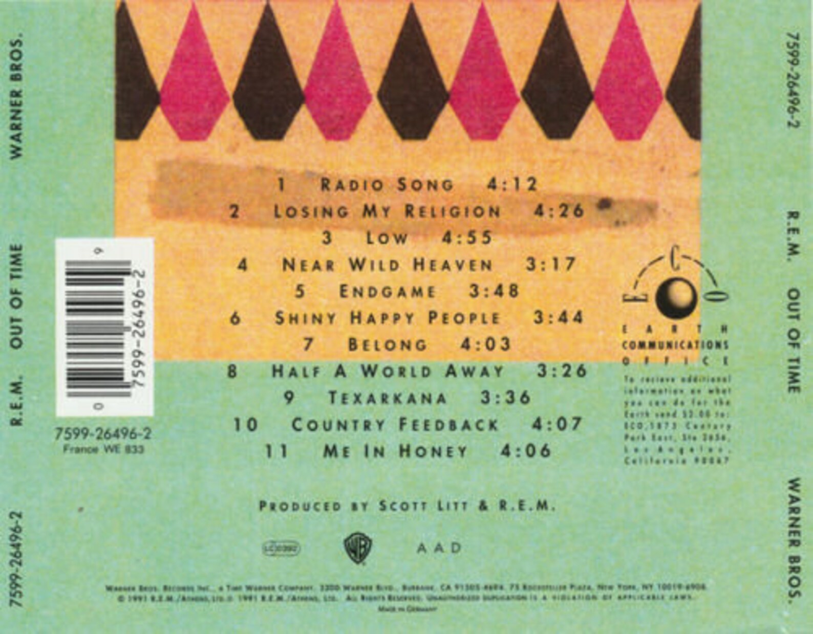 R.E.M. Out Of Time 1991 CD Album Etsy