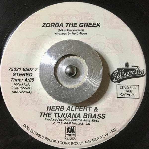 1965 Herb Alpert & The Tijuana Brass - Zorba The Greek / Tijuana Taxi , Vinyl, 7", 45 RPM, Single