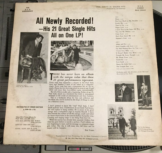 Paul Anka's 21 Golden Hits - Etsy Canada