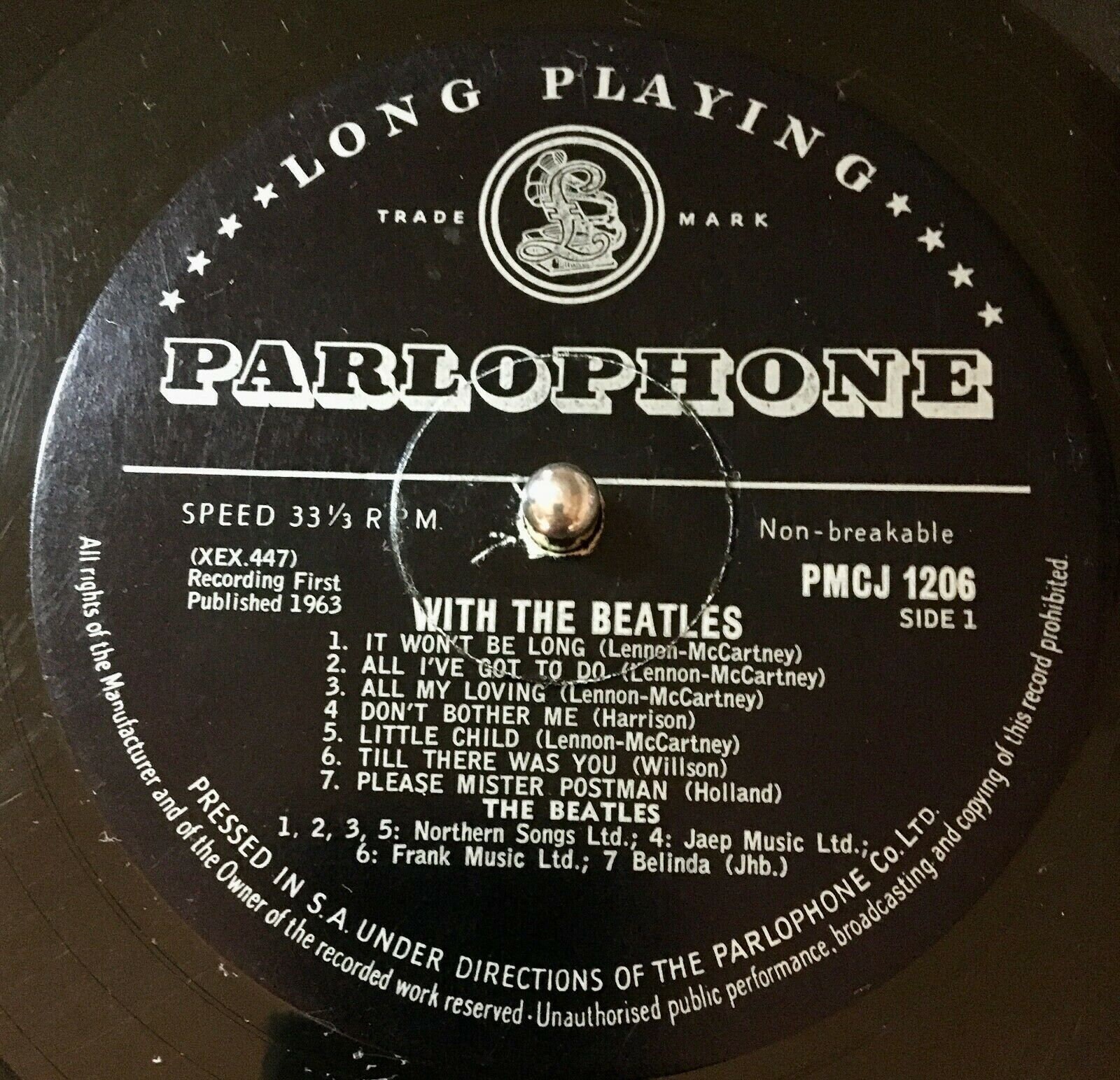稀少南アフリカオリジナル1stビートルズBeatlesレコード 1963年 RaRe 南アフリカプレス The Beatles - With The Beatles