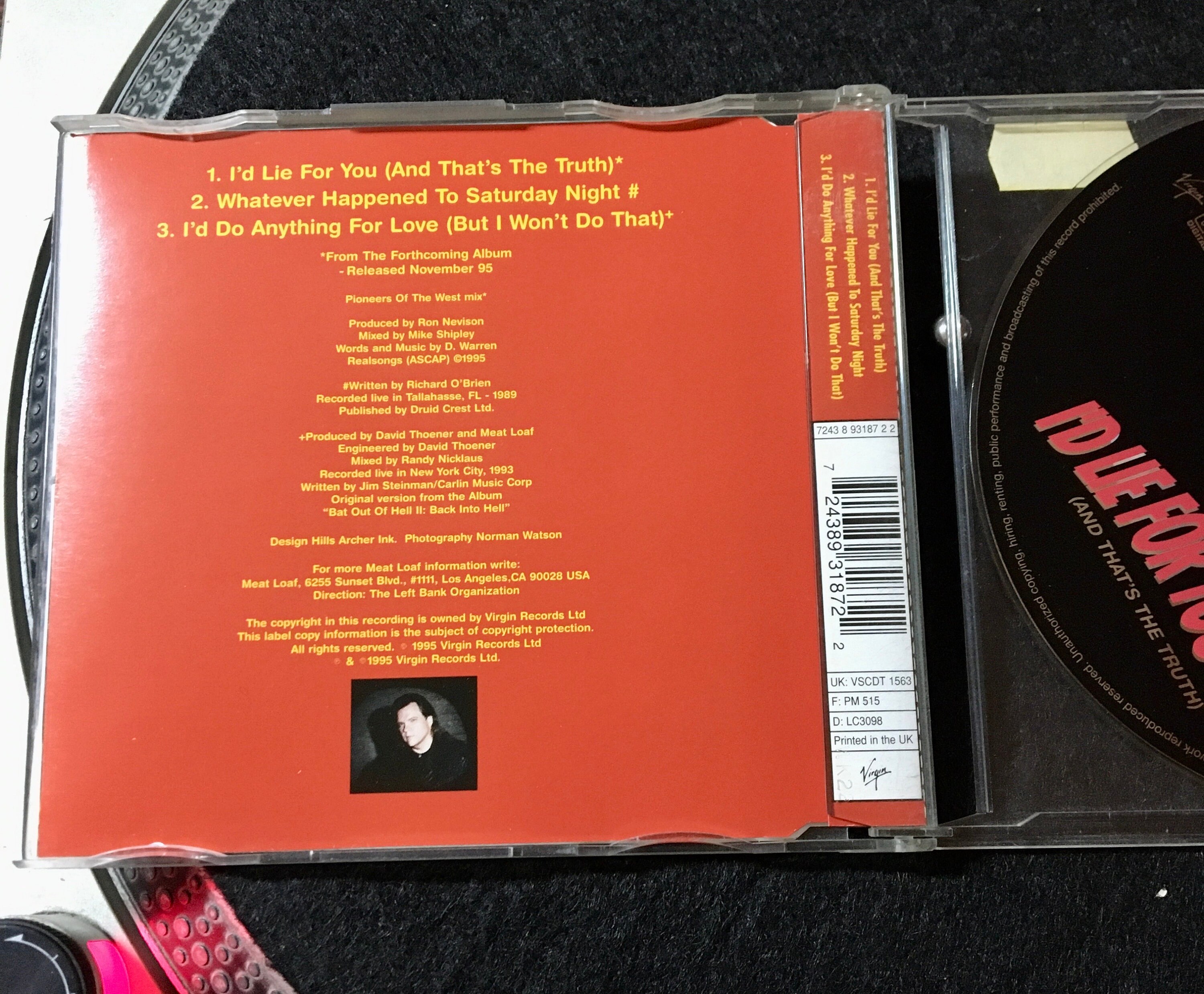 CD 1995 Meat Loaf I'd Lie for You and That's the Truth CD, Single Etsy