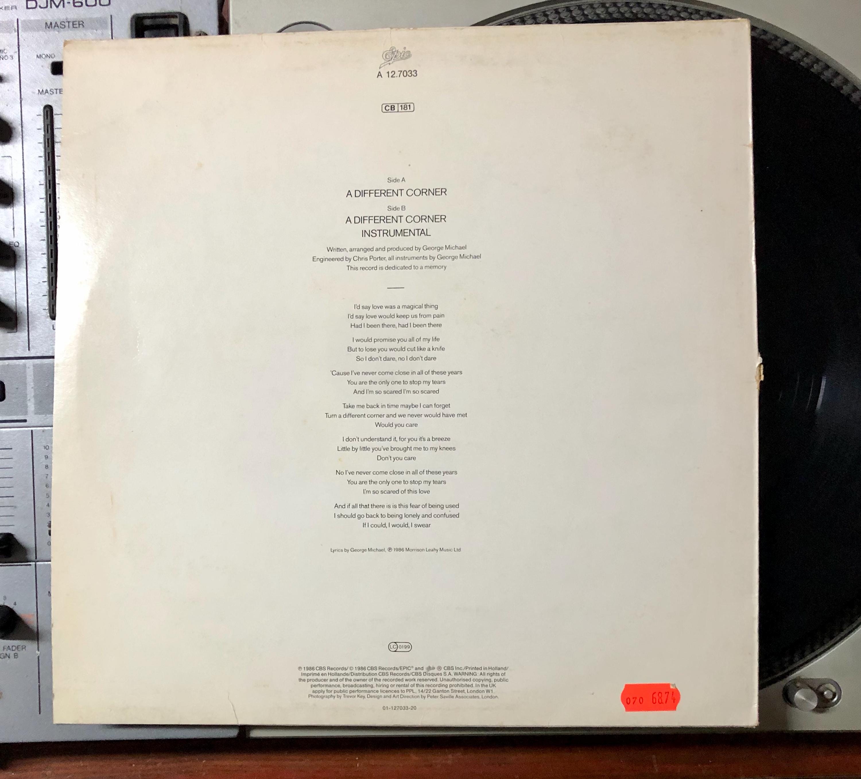 1986 George Michael - A Different Corner , Vinyl, 12