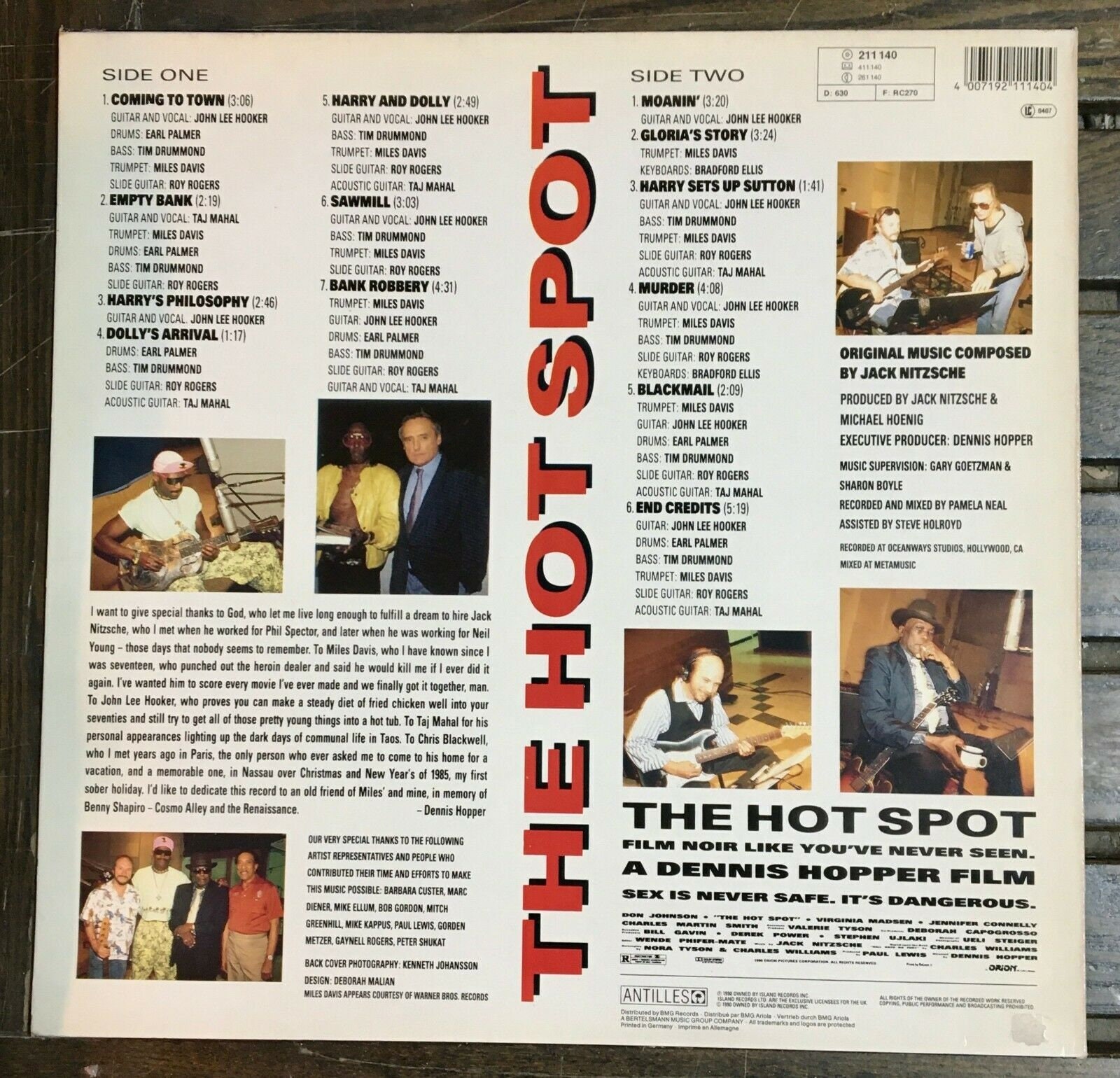 1990 Jack Nitzsche - the Hot Spot ( Soundtrack) Vinyl, LP, Album