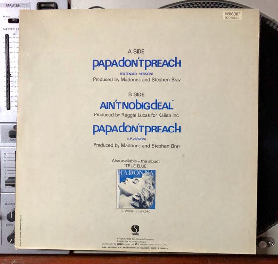 1986 Madonna – Papa Don't Preach (extended Version) Vinyl, 12