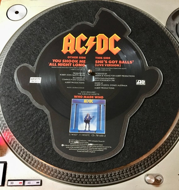 AC/DC Shook Me All Night Long Vinyl Etsy