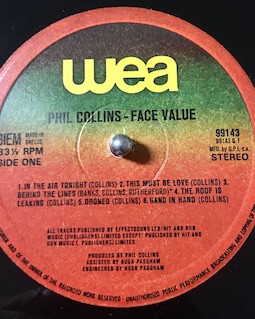 1981 Phil Collins – Face Value , Vinyl, LP, Album, Stereo