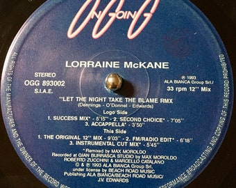 1993 Lorraine Mckane - Let the Night Take the Blame Remix , Vinyl