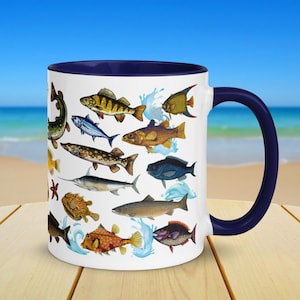 Watercolor Fish Coffee Mug, Fish Art Coffee Mug, Fish Lover Mug, Fish Lover Gift, Fish Mug, Fish Coffee Cup, Fish Lover Cup, Fish Gift