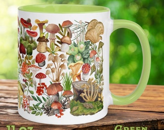 Magical Mushrooms Mug, Watercolor Mushrooms Coffee Mug, Mushroom Forest Mug, Botanical Mushroom Coffee Mug, Mushroom Mug, Mushroom Gift