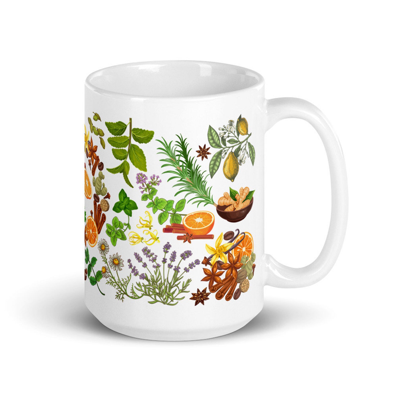 Herbs Coffee Tea Mug Herbs Plants Mug Herb Lover Mug Herbal Etsy