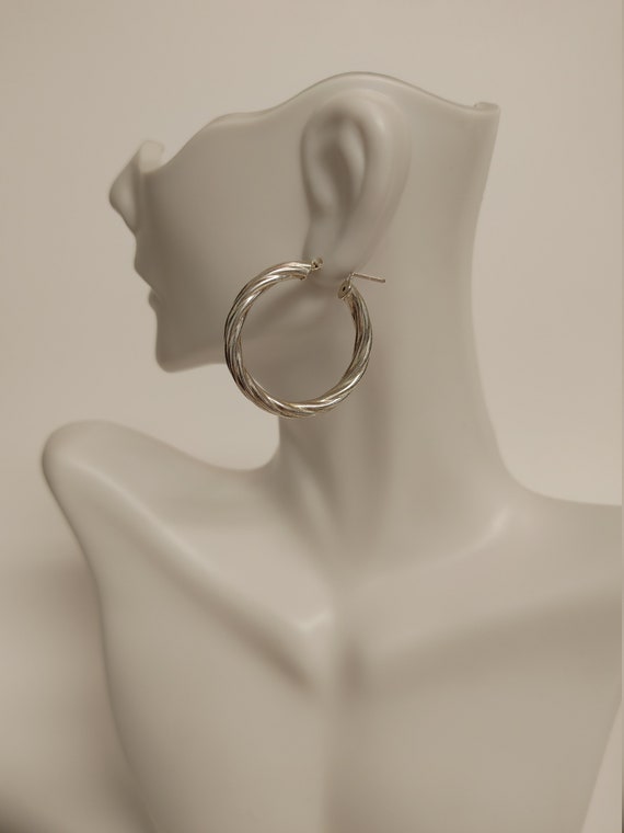 Sterling silver twisted hoop earrings