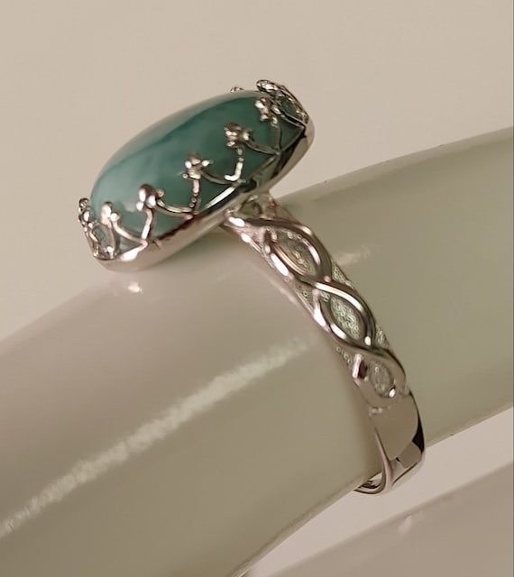 Sterling silver larimar crown ring - image 2