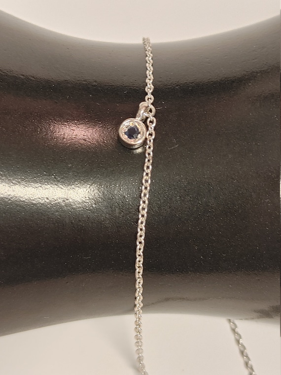 Sterling silver anklet with tiny dangle sapphire