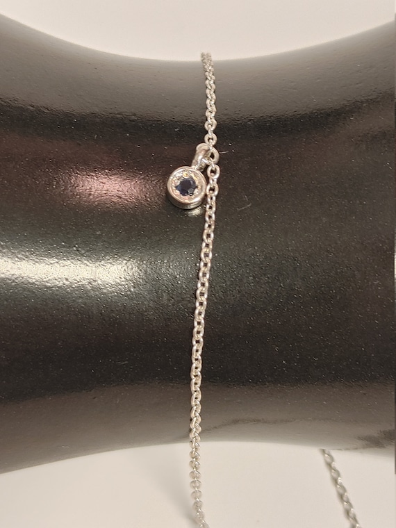 Sterling silver anklet with tiny dangle sapphire - image 1