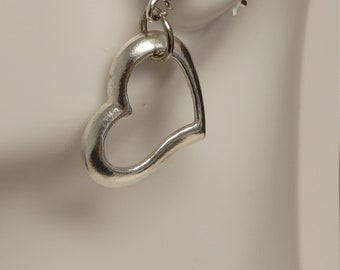 Sterling silver ball and heart dangle earrings