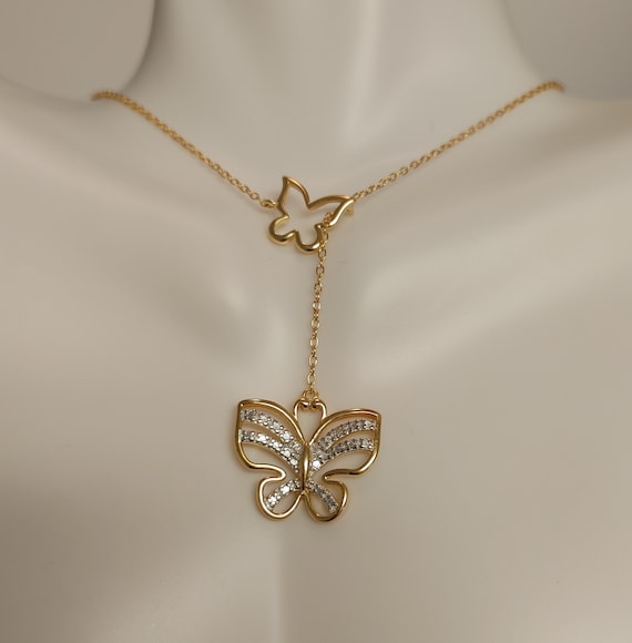 Sterling silver butterfly necklace 18kt gold plate