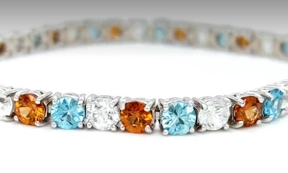 Sterling silver multicolored zircon bracelet