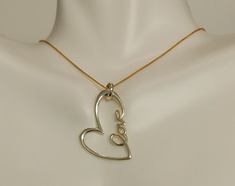 Sterling silver love heart necklace 18kt gold plated