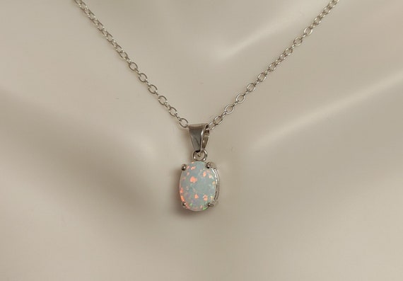 Sterling silver with created opal - image 1