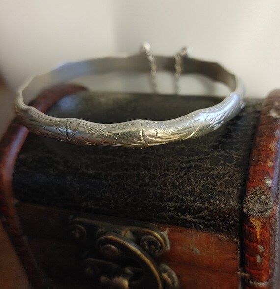Sterling silver engraved bangle bracelet
