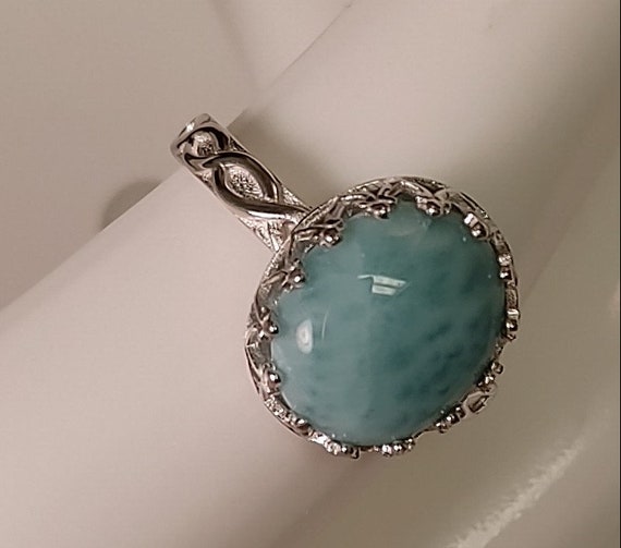 Sterling silver larimar crown ring - image 1