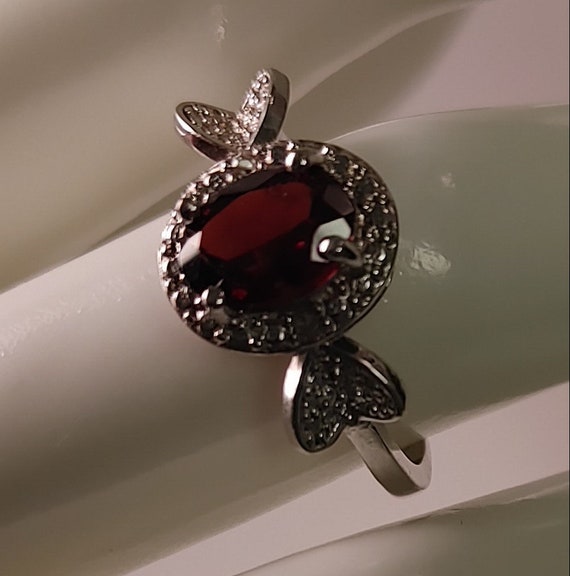 Sterling silver garnet ring
