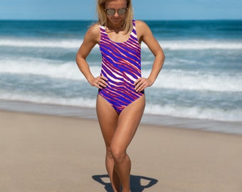 Buffalo Football Zebra Striped One-Piece  Swimsuit Bodysuit