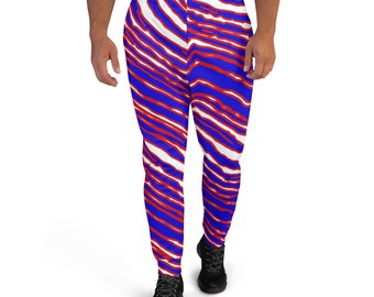 Men's Buffalo Football Zebra striped Red and Blue  Striped Joggers Pants