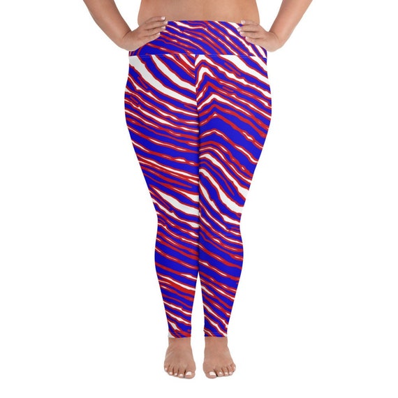 Buffalo Football All-over Print Plus Size Red and Blue Zebra Striped  Leggings - Etsy