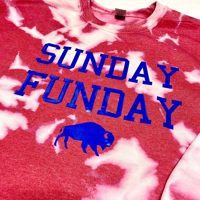 Sunday Funday Red or Blue Bleach Reverse Dyed Unisex Crewneck | Etsy