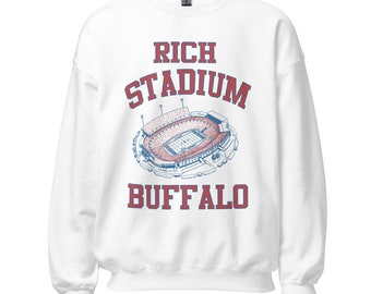 Bluza unisex Rich Stadium, bluza z okrągłym dekoltem Buffalo Football Stadium, bluza Ralph Wilson