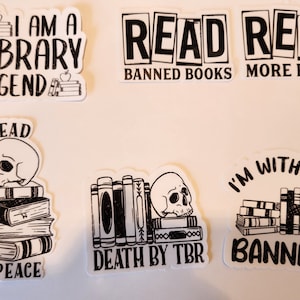 Book stickers, read more books, read banned books, read in peace,waterproof, Sticker, library sticker, bookish, gift idea, death by TBR 画像 1