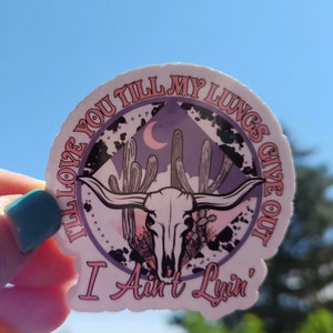 Ik zal van je houden tot mijn longen het begeven, ik lieg niet, All Your'n, Tyler Childers, Country Music, Sticker, western, boho, waterdicht, sticker,