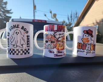 Halloween Coffee Mugs, Cute Halloween Mugs, Happy HalloThanksMas, Coffee Mug,