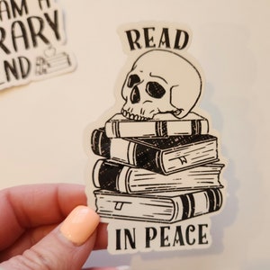 Book stickers, read more books, read banned books, read in peace,waterproof, Sticker, library sticker, bookish, gift idea, death by TBR Read In Peace