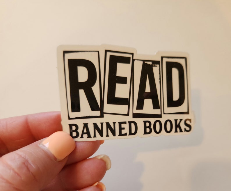 Book stickers, read more books, read banned books, read in peace,waterproof, Sticker, library sticker, bookish, gift idea, death by TBR Read Banned