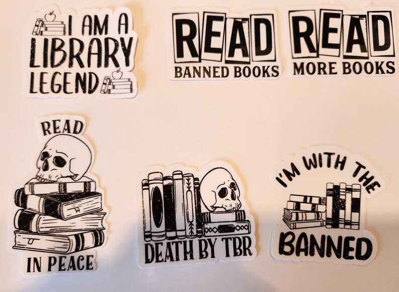 Book stickers, read more books, read banned books, read in peace,waterproof, Sticker, library sticker, bookish, gift idea, death by TBR 画像 1