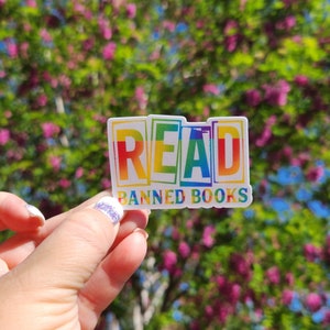 Book stickers, read more books, read banned books, read in peace,waterproof, Sticker, library sticker, bookish, gift idea, death by TBR PRIDE Read Banned