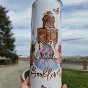Book Lover, Stainless steel tumbler, 20 oz Skinny Tumbler, Bookish Tumbler, gift idea, book cup, bookish,