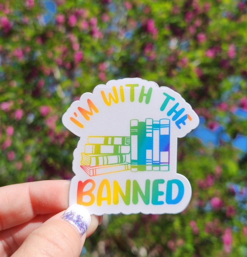 Book stickers, read more books, read banned books, read in peace,waterproof, Sticker, library sticker, bookish, gift idea, death by TBR PRIDE With Banned