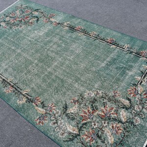 Green Colorful Rugs, Rugs For Floor, 4.5x8.2 ft Area Rugs, Turkish Rug, Anatolian Rug, Vintage Rug, Office Kitchen Rug, Organic Living Room
