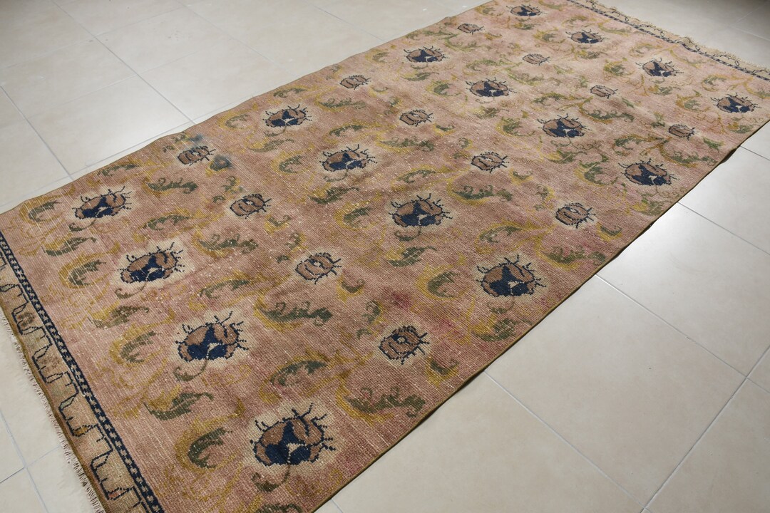 Vintage Rug, Bronze Home Decor Rugs, Anatolian Rug, 4.9x10 Ft Large