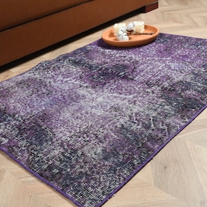 2.7x3.6 ft Small Rugs, Turkish Rug, Vintage Rug, Anatolian Rug, Rugs For Bathroom, Purple Moroccan Rug, Overdyed Rug, Gift For Her,  6401