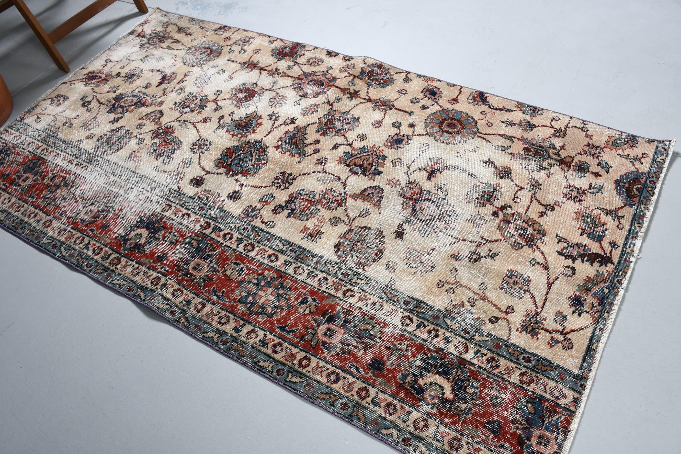 トルコ製ヴィンテージラグ 4 x 7 フィート 花柄デザイン - Etsy 日本