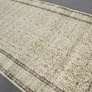 Vintage Rug, Turkish Rug, Large Rug, Home Decor Rug, 70x110 inches Green Rug, Anatolian Oversize Carpet, Decorative Bedroom Rug,  5745